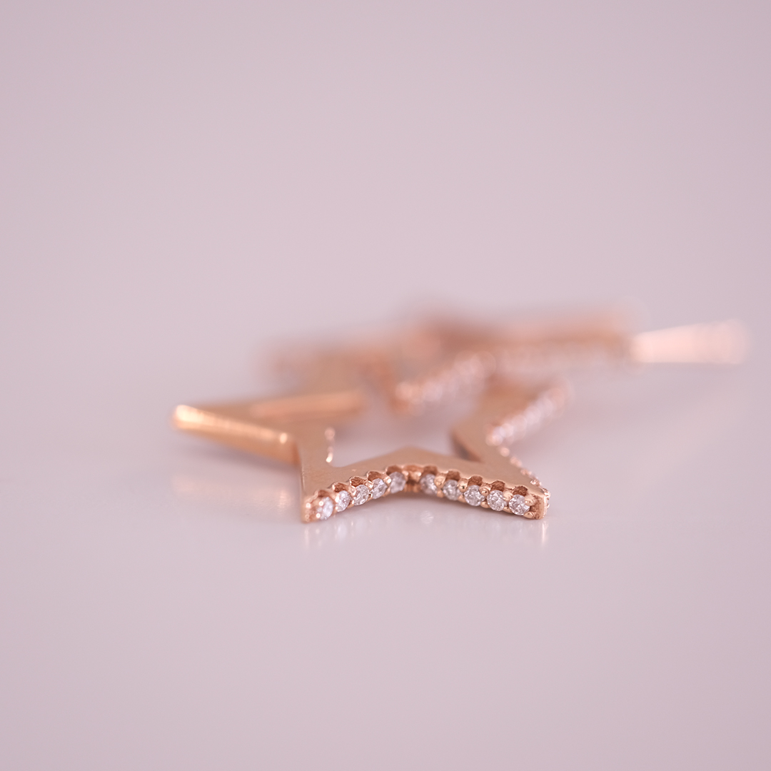 0.21 Karat Pırlanta Yıldız Küpe (1)