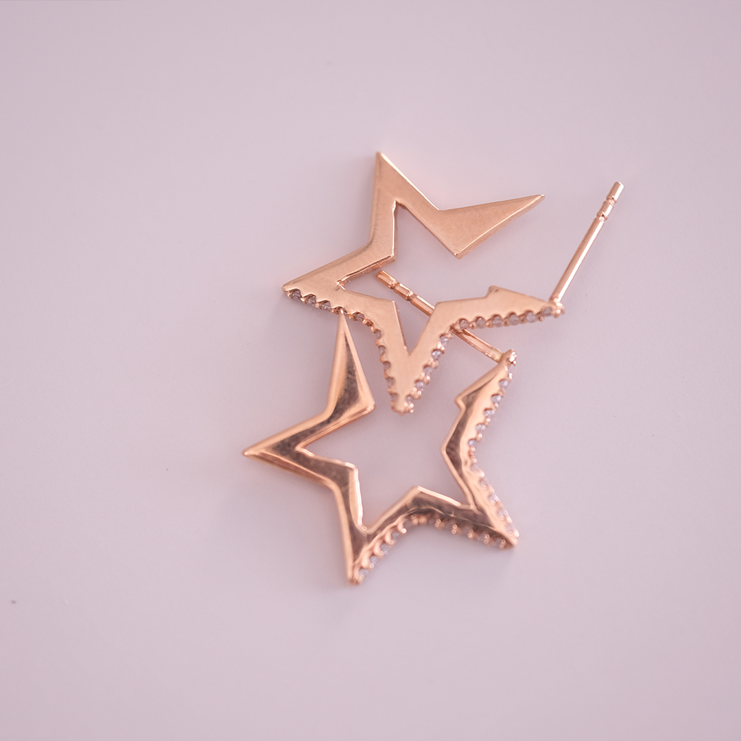 0.21 Karat Pırlanta Yıldız Küpe (3)