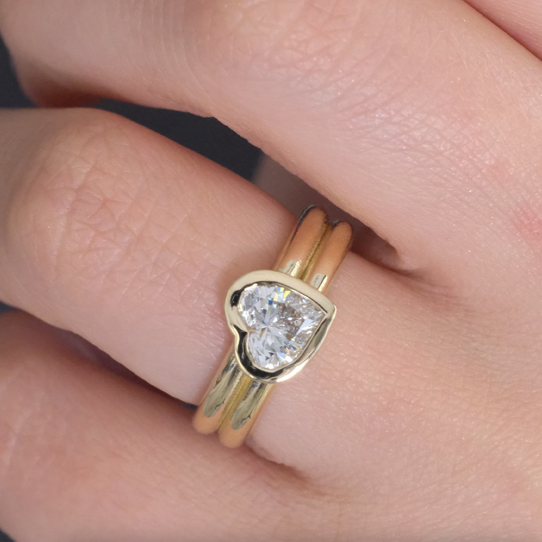 1.07 Karat Laboratuvar Pırlantası Kalp Yüzük (2)